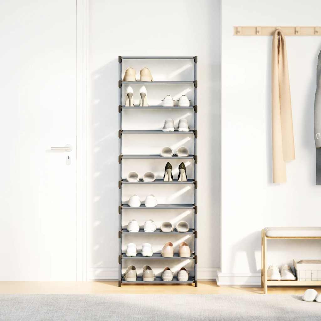 Shoe Rack 10-Tier Grey 54x28x158 cm Non-woven Fabric