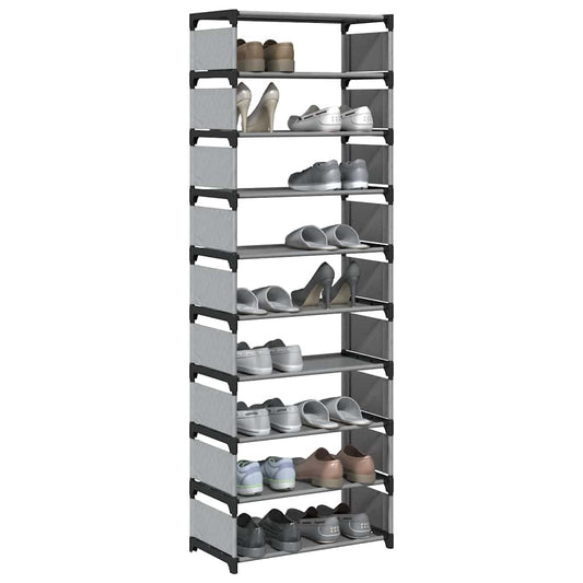 Shoe Rack 10-Tier Grey 54x28x158 cm Non-woven Fabric