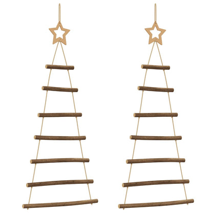  Hanging Christmas Trees with Top Stars 2 pcs 42x90 cm Natural Branch