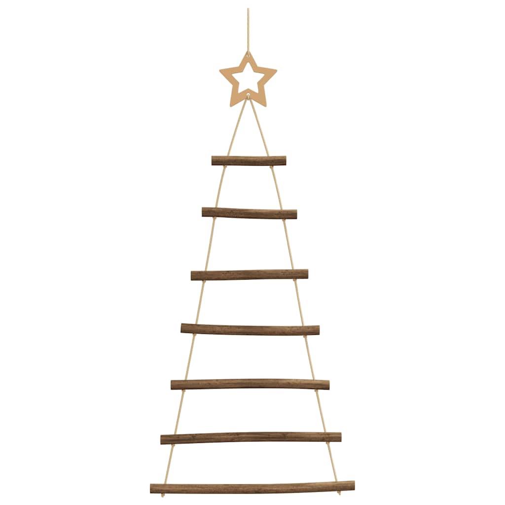  Hanging Christmas Trees with Top Stars 2 pcs 42x90 cm Natural Branch