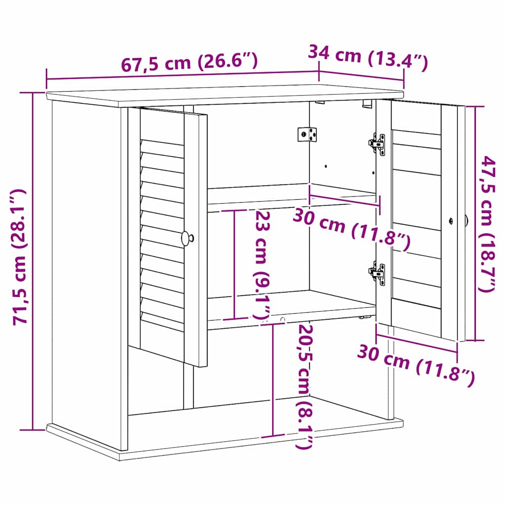 Wall-mounted Bathroom Cabinet Wall-mounted VIGO Honey brown