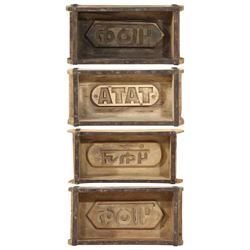 Tray with Storage Brown 30 x 15 x 9 cm Solid Reclaim Wood