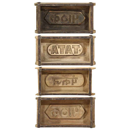 Tray with Storage 4 pcs Brown 30 x 15 x 9 cm Solid Reclaim Wood