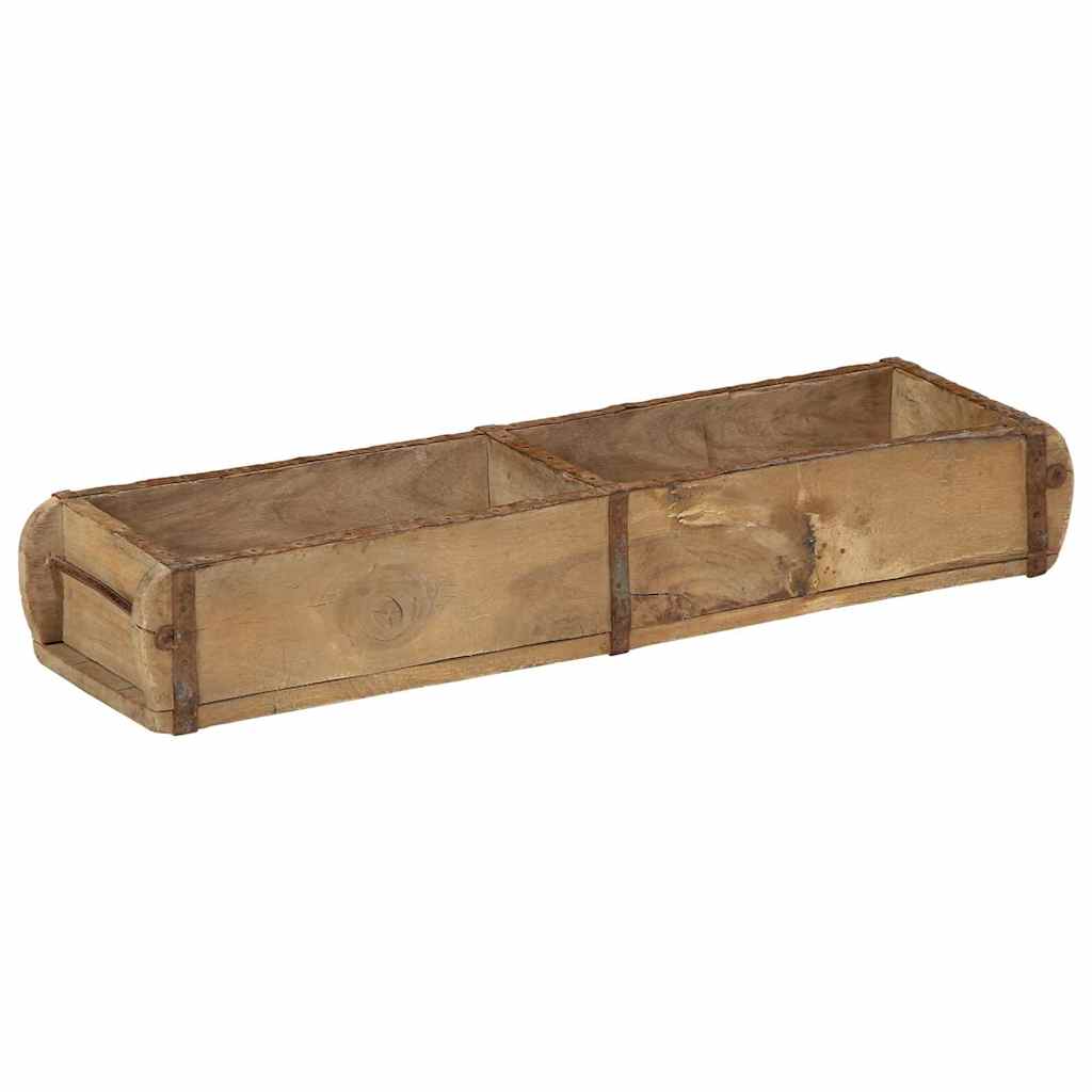 Tray with Storage Brown 60.5 x 15 x 9 cm Solid Reclaim Wood