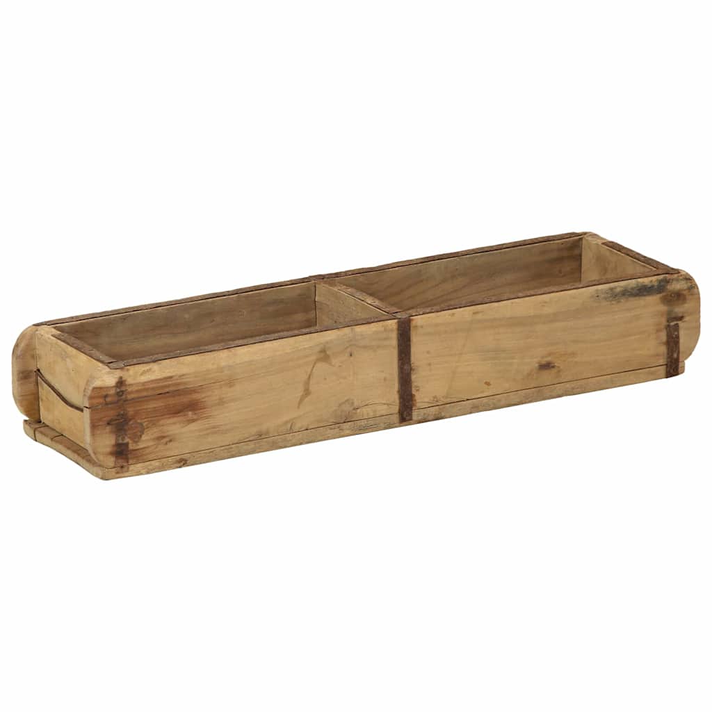 Tray with Storage Brown 60.5 x 15 x 9 cm Solid Reclaim Wood