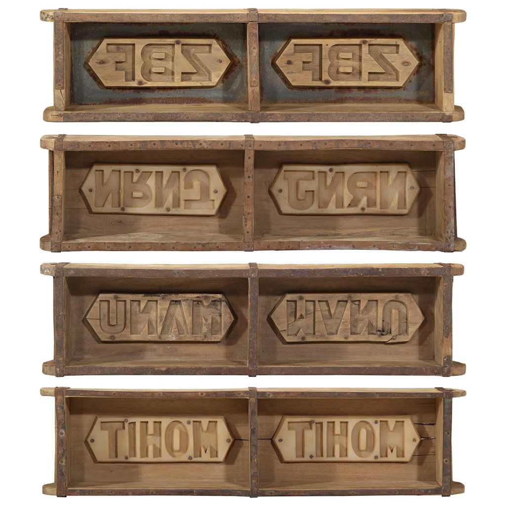 Tray with Storage Brown 60.5 x 15 x 9 cm Solid Reclaim Wood