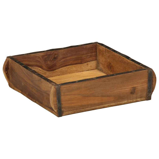 Tray with Storage Brown 31 x 29 x 10 cm Solid Reclaim Wood