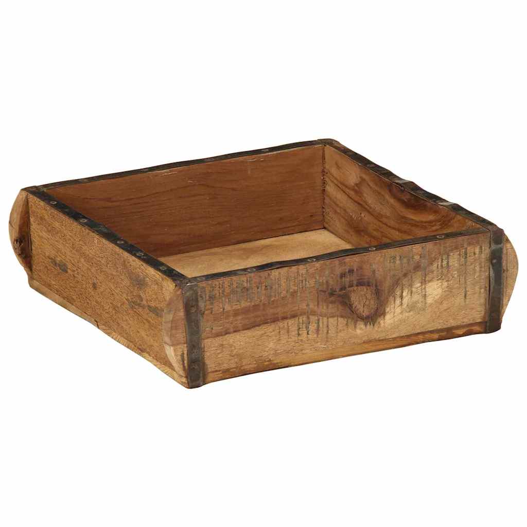Tray with Storage Brown 31 x 29 x 10 cm Solid Reclaim Wood