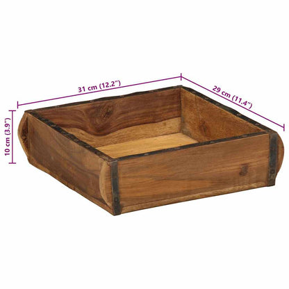 Tray with Storage Brown 31 x 29 x 10 cm Solid Reclaim Wood