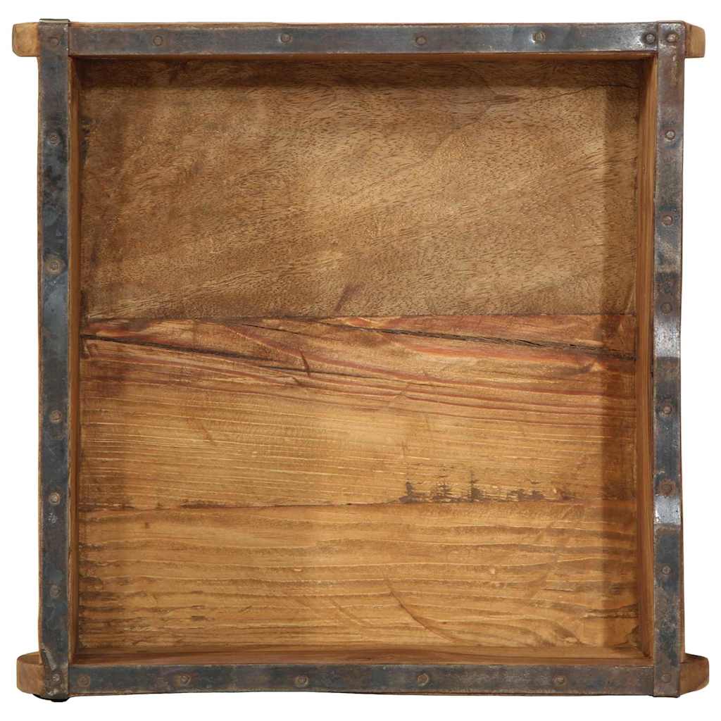 Tray with Storage Brown 31 x 29 x 10 cm Solid Reclaim Wood