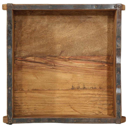 Tray with Storage Brown 31 x 29 x 10 cm Solid Reclaim Wood