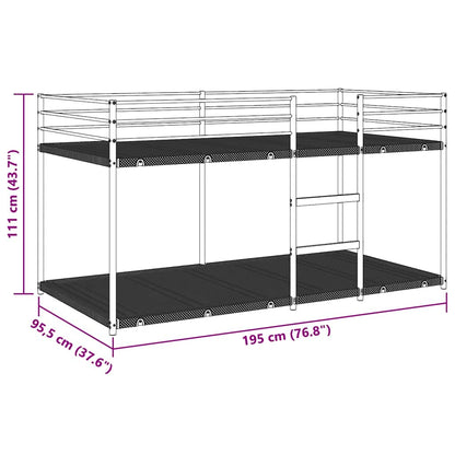 Bunk Bed without Mattress Black 90x190 cm Steel