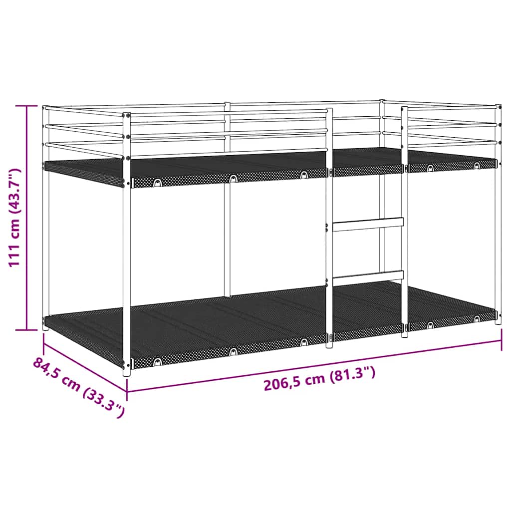 Bunk Bed without Mattress White 80x200 cm Steel