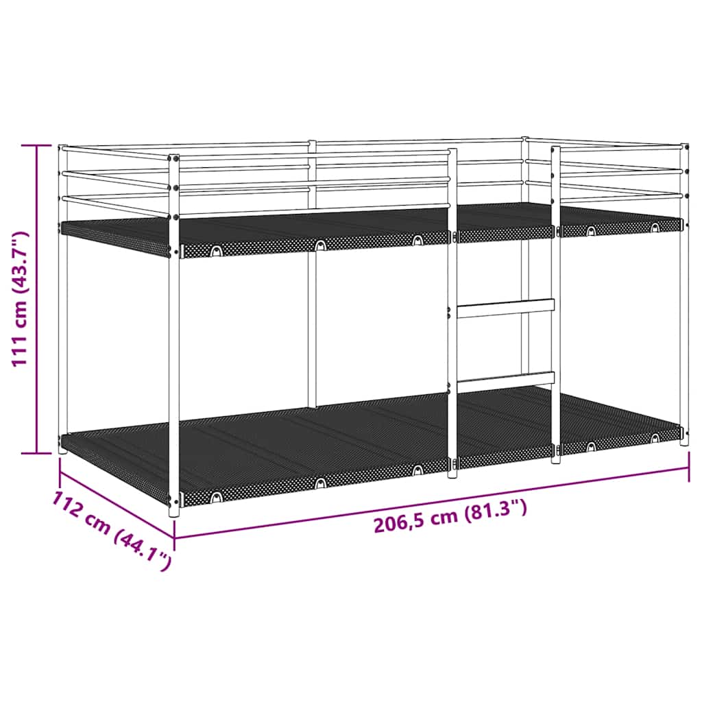 Bunk Bed without Mattress White 107x203 cm Steel