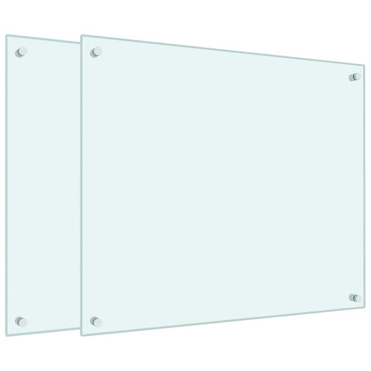 Kitchen Backsplashes 2 pcs White 70x60 cm Tempered Glass
