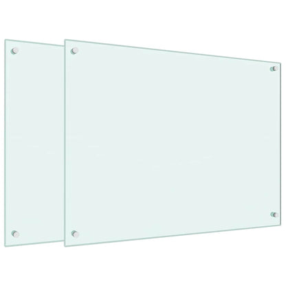 Kitchen Backsplashes 2 pcs White 80x60 cm Tempered Glass
