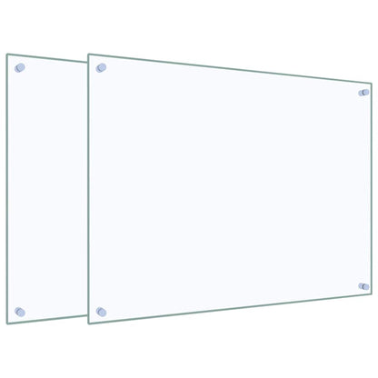 Kitchen Backsplashes 2 pcs Transparent 80x60 cm Tempered Glass