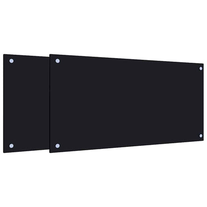 Kitchen Backsplashes 2 pcs Black 80x40 cm Tempered Glass