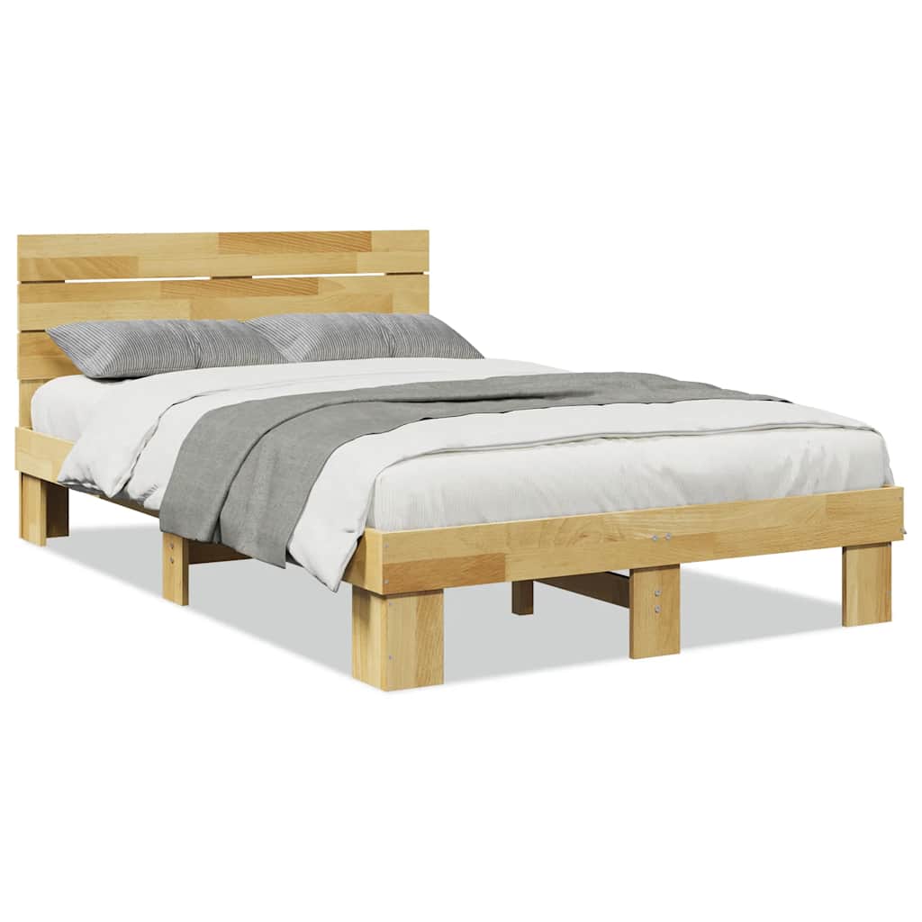 Bed Frame with Headboard without Mattress 120x200 cm Solid Wood Oak