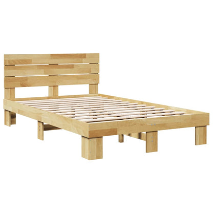 Bed Frame with Headboard without Mattress 120x200 cm Solid Wood Oak