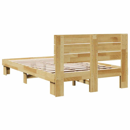Bed Frame with Headboard without Mattress 120x200 cm Solid Wood Oak