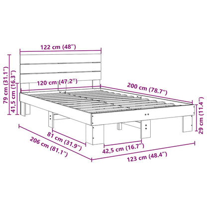 Bed Frame with Headboard without Mattress 120x200 cm Solid Wood Oak