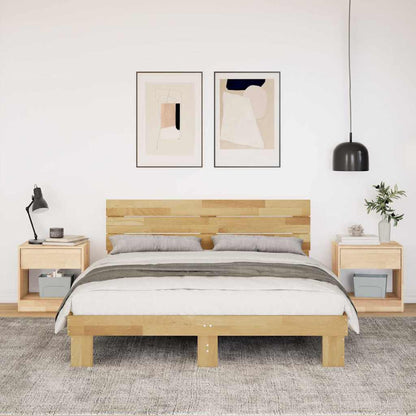 Bed Frame with Headboard without Mattress 140x200 cm Solid Wood Oak
