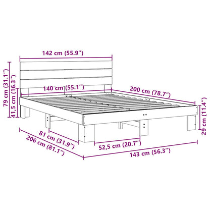 Bed Frame with Headboard without Mattress 140x200 cm Solid Wood Oak