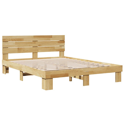 Bed Frame with Headboard without Mattress 150x200 cm Solid Wood Oak