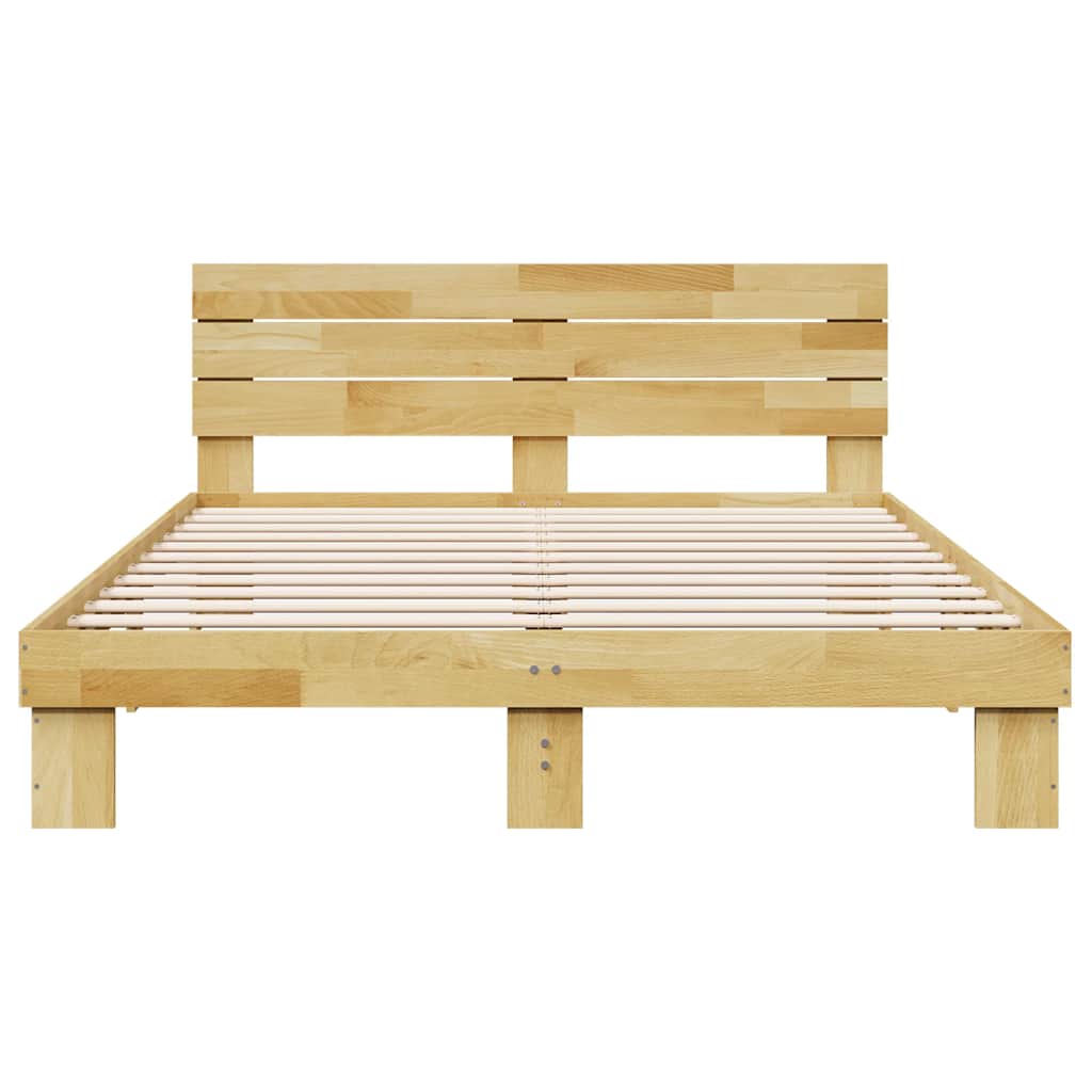 Bed Frame with Headboard without Mattress 150x200 cm Solid Wood Oak