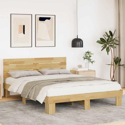 Bed Frame with Headboard without Mattress 150x200 cm Solid Wood Oak
