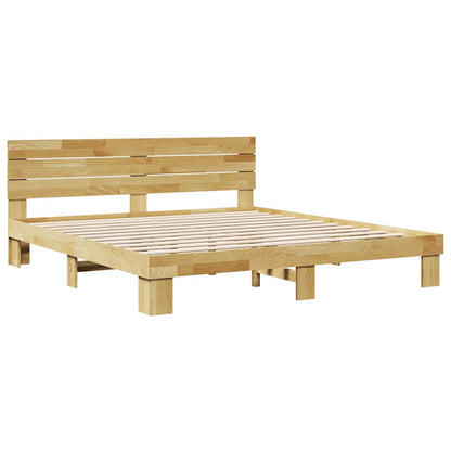 Bed Frame with Headboard without Mattress 180x200 cm Solid Wood Oak