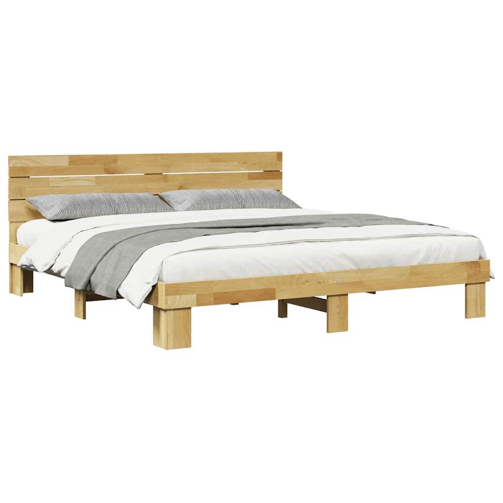 Bed Frame with Headboard without Mattress 180x200 cm Solid Wood Oak