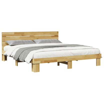Bed Frame with Headboard without Mattress 180x200 cm Solid Wood Oak