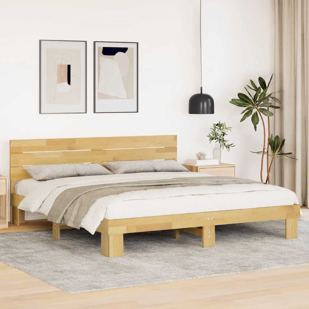 Bed Frame with Headboard without Mattress 180x200 cm Solid Wood Oak