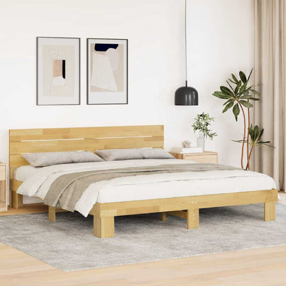 Bed Frame with Headboard without Mattress 180x200 cm Solid Wood Oak
