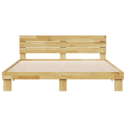 Bed Frame with Headboard without Mattress 200x200 cm Solid Wood Oak