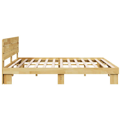 Bed Frame with Headboard without Mattress 200x200 cm Solid Wood Oak