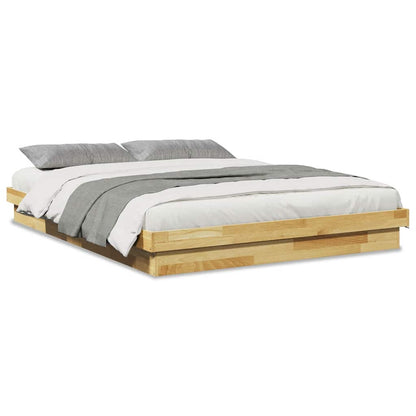 Bed Frame without Mattress 140x200 cm Solid Wood Oak