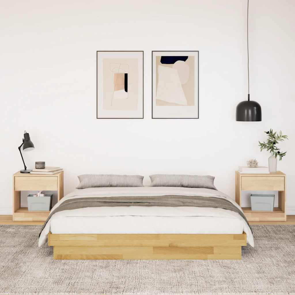 Bed Frame without Mattress 140x190 cm Solid Wood Oak