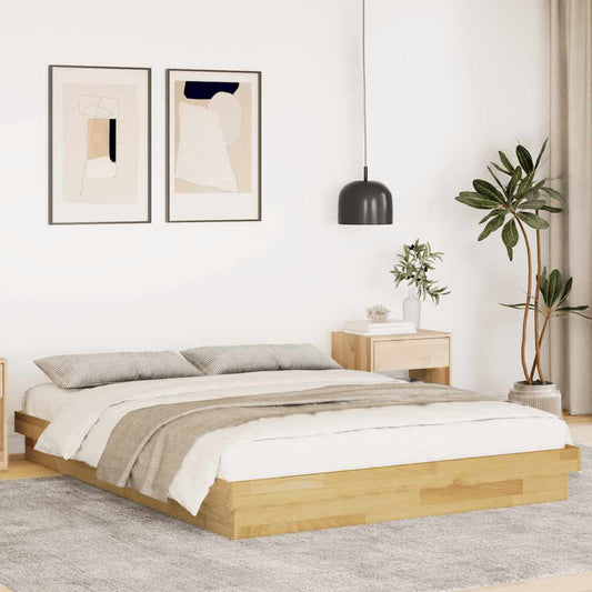 Bed Frame without Mattress 140x190 cm Solid Wood Oak