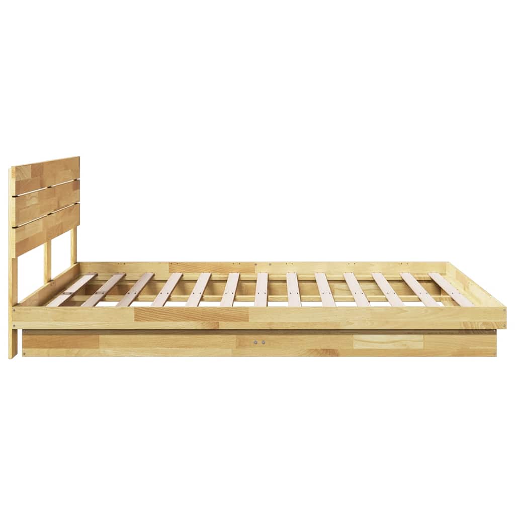 Bed Frame with Headboard without Mattress 200x200 cm Solid Wood Oak