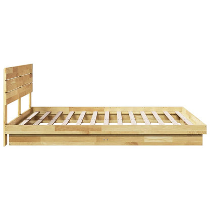 Bed Frame with Headboard without Mattress 200x200 cm Solid Wood Oak