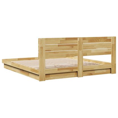 Bed Frame with Headboard without Mattress 200x200 cm Solid Wood Oak
