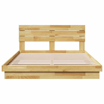 Bed Frame with Headboard without Mattress 150x200 cm King Size Solid Wood Oak
