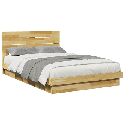 Bed Frame with Headboard without Mattress 120x200 cm Solid Wood Oak