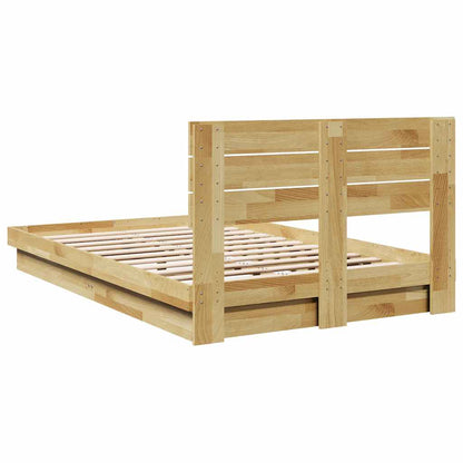 Bed Frame with Headboard without Mattress 120x200 cm Solid Wood Oak