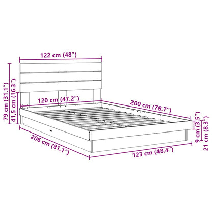 Bed Frame with Headboard without Mattress 120x200 cm Solid Wood Oak