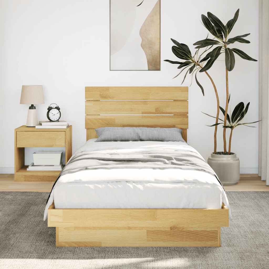 Bed Frame with Headboard without Mattress 100x200 cm Solid Wood Oak