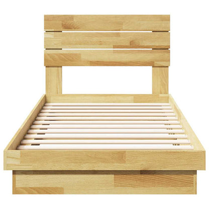 Bed Frame with Headboard without Mattress 100x200 cm Solid Wood Oak